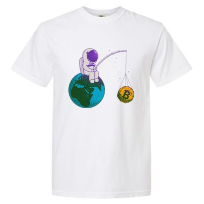 Funny Fishing Bitcoin Space Astronaut Garment-Dyed Heavyweight T-Shirt