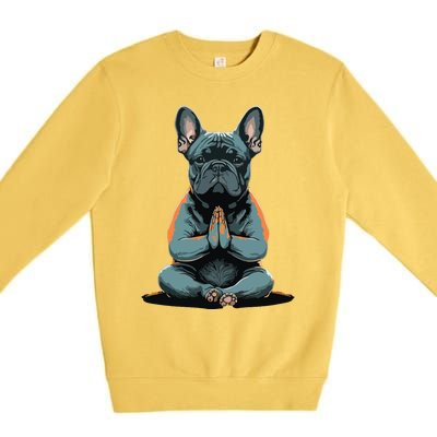 Funny French Bulldog Frenchie Yoga Premium Crewneck Sweatshirt