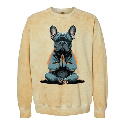 Funny French Bulldog Frenchie Yoga Colorblast Crewneck Sweatshirt