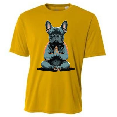 Funny French Bulldog Frenchie Yoga Cooling Performance Crew T-Shirt