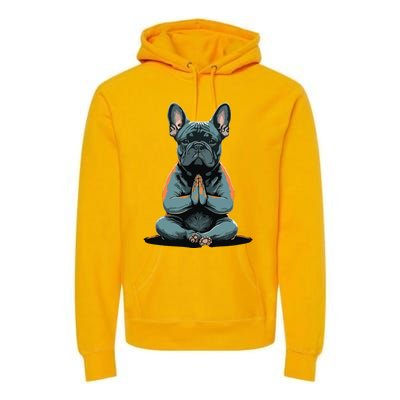 Funny French Bulldog Frenchie Yoga Premium Hoodie