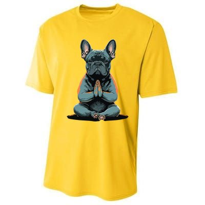 Funny French Bulldog Frenchie Yoga Performance Sprint T-Shirt