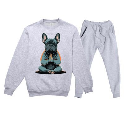 Funny French Bulldog Frenchie Yoga Premium Crewneck Sweatsuit Set