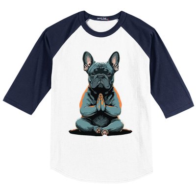 Funny French Bulldog Frenchie Yoga Baseball Sleeve Shirt