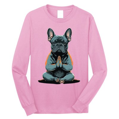 Funny French Bulldog Frenchie Yoga Long Sleeve Shirt