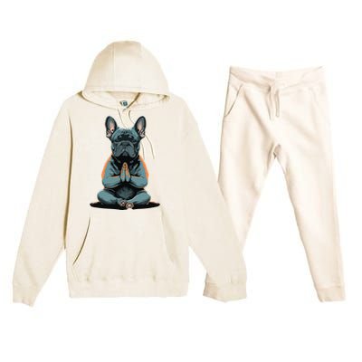 Funny French Bulldog Frenchie Yoga Premium Hooded Sweatsuit Set