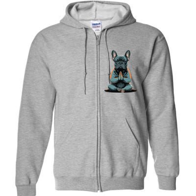 Funny French Bulldog Frenchie Yoga Full Zip Hoodie