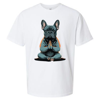 Funny French Bulldog Frenchie Yoga Sueded Cloud Jersey T-Shirt