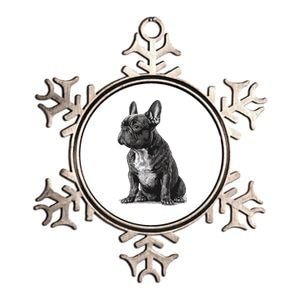 Funny French Bulldog Frenchie Black And White Metallic Star Ornament