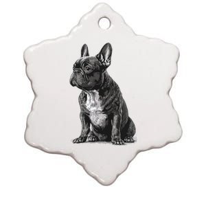 Funny French Bulldog Frenchie Black And White Ceramic Star Ornament