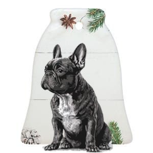 Funny French Bulldog Frenchie Black And White Ceramic Bell Ornament