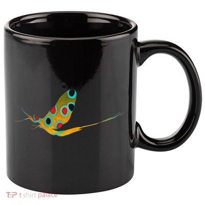 Fly Fishing Brook Trout Mayfly Graphic 11oz C Handle Ceramic Mug