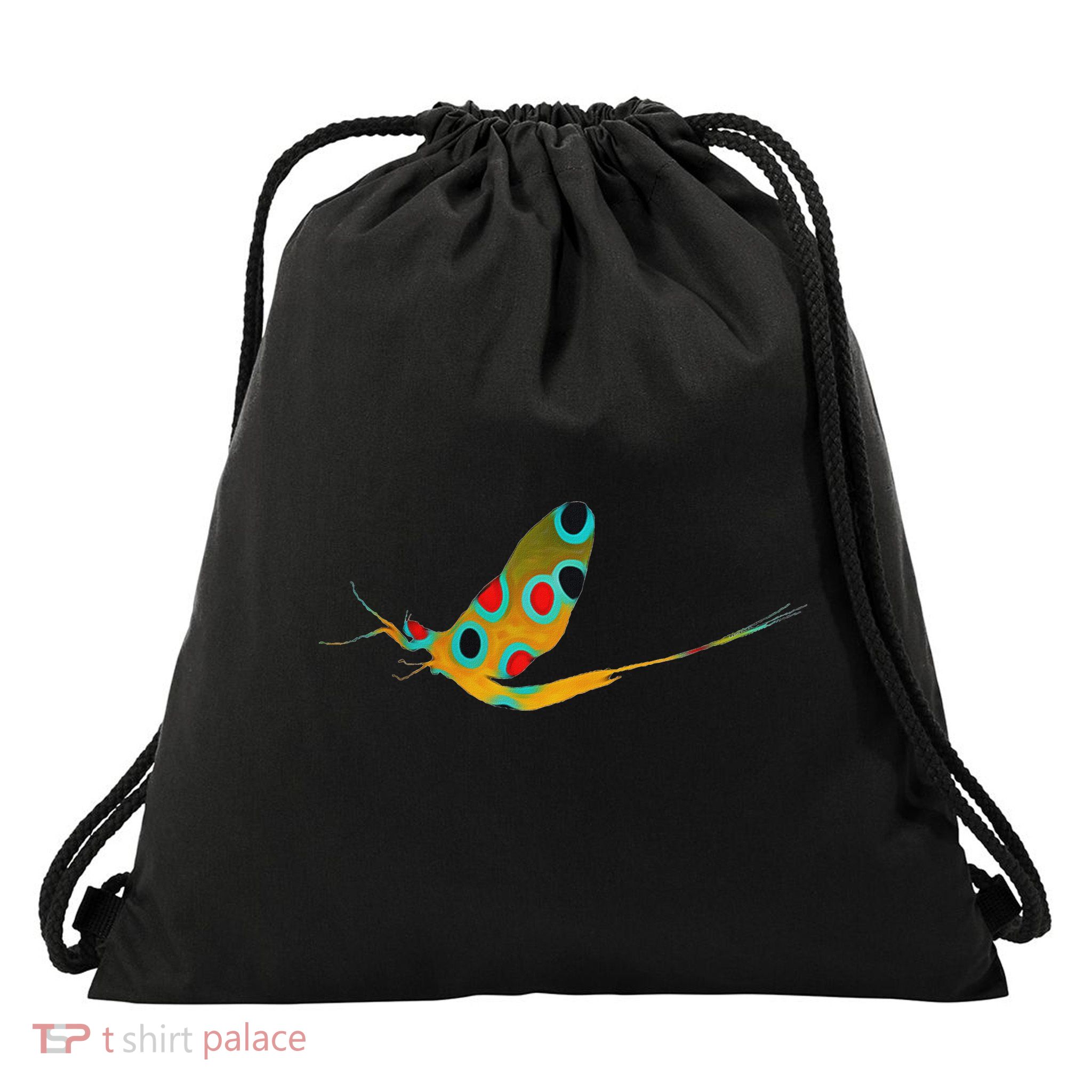 Fly Fishing Brook Trout Mayfly Graphic Drawstring Bag