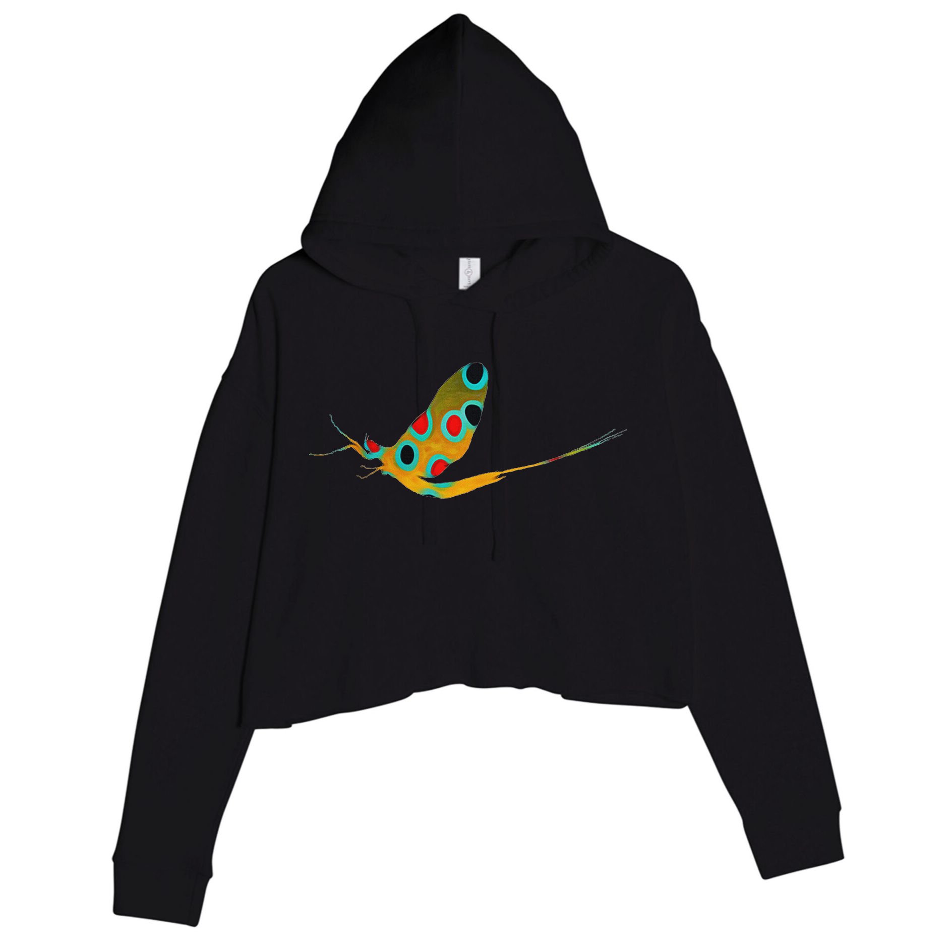 Fly Fishing Brook Trout Mayfly Graphic Crop Fleece Hoodie