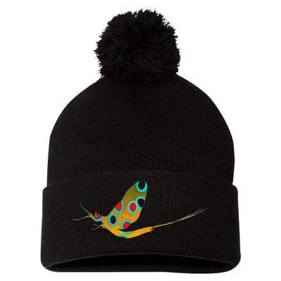 Fly Fishing Brook Trout Mayfly Graphic Pom Pom 12in Knit Beanie