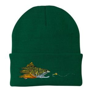 Fly Fishing Brook Trout Dry Fly Tying Fisherman Knit Cap Winter Beanie