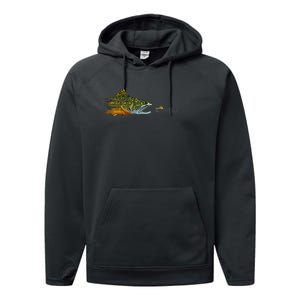 Fly Fishing Brook Trout Dry Fly Tying Fisherman Performance Fleece Hoodie