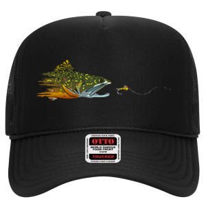 Fly Fishing Brook Trout Dry Fly Tying Fisherman High Crown Mesh Back Trucker Hat