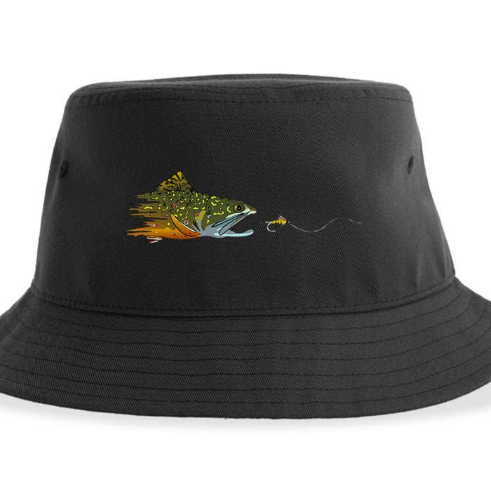 Fly Fishing Brook Trout Dry Fly Tying Fisherman Sustainable Bucket Hat