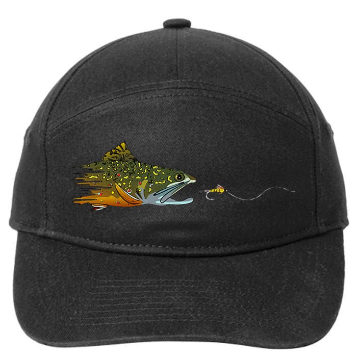 Fly Fishing Brook Trout Dry Fly Tying Fisherman 7-Panel Snapback Hat