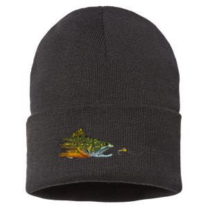 Fly Fishing Brook Trout Dry Fly Tying Fisherman Sustainable Knit Beanie