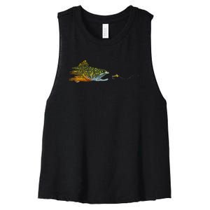 Fly Fishing Brook Trout Dry Fly Tying Fisherman Women's Racerback Cropped Tank