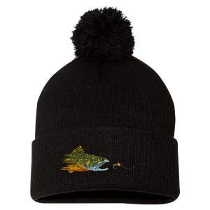 Fly Fishing Brook Trout Dry Fly Tying Fisherman Pom Pom 12in Knit Beanie