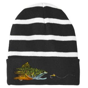 Fly Fishing Brook Trout Dry Fly Tying Fisherman Striped Beanie with Solid Band