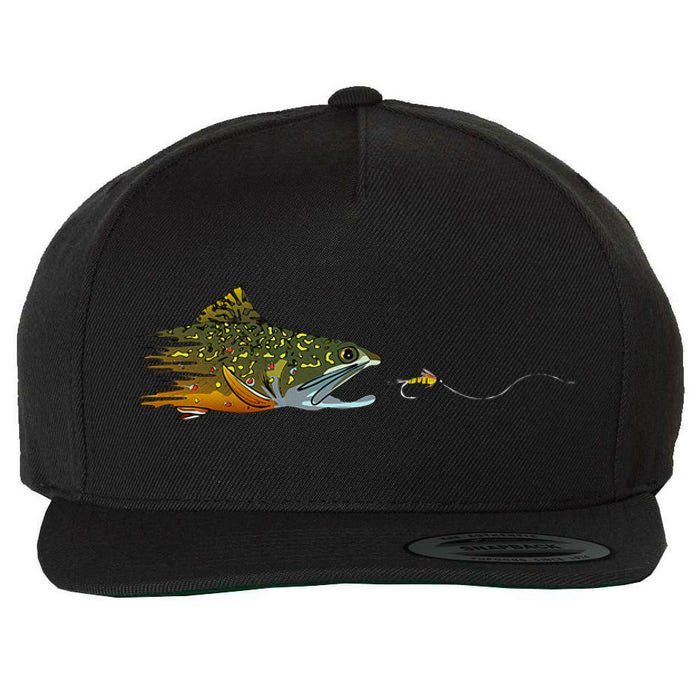 Fly Fishing Brook Trout Dry Fly Tying Fisherman Wool Snapback Cap