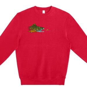 Fly Fishing Brook Trout Dry Fly Tying Fisherman Premium Crewneck Sweatshirt