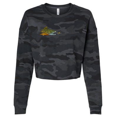 Fly Fishing Brook Trout Dry Fly Tying Fisherman Cropped Pullover Crew