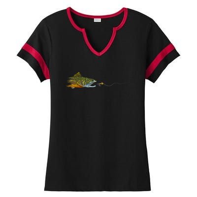 Fly Fishing Brook Trout Dry Fly Tying Fisherman Ladies Halftime Notch Neck Tee