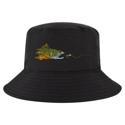 Fly Fishing Brook Trout Dry Fly Tying Fisherman Cool Comfort Performance Bucket Hat