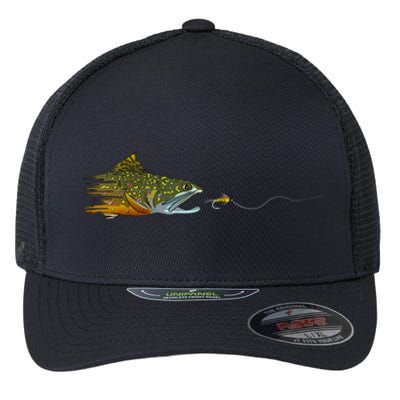 Fly Fishing Brook Trout Dry Fly Tying Fisherman Flexfit Unipanel Trucker Cap