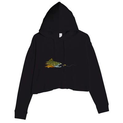 Fly Fishing Brook Trout Dry Fly Tying Fisherman Crop Fleece Hoodie