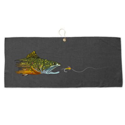 Fly Fishing Brook Trout Dry Fly Tying Fisherman Large Microfiber Waffle Golf Towel