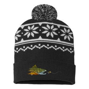 Fly Fishing Brook Trout Dry Fly Tying Fisherman USA-Made Snowflake Beanie