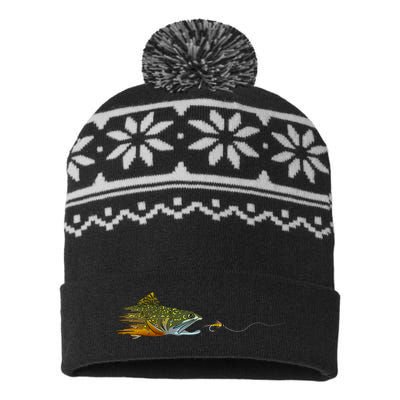 Fly Fishing Brook Trout Dry Fly Tying Fisherman USA-Made Snowflake Beanie