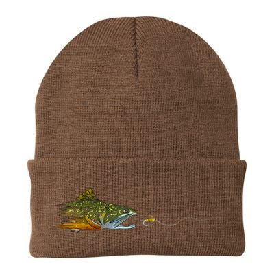 Fly Fishing Brook Trout Dry Fly Tying Fisherman Knit Cap Winter Beanie