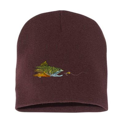 Fly Fishing Brook Trout Dry Fly Tying Fisherman Short Acrylic Beanie