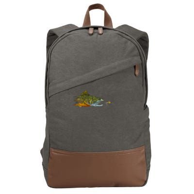 Fly Fishing Brook Trout Dry Fly Tying Fisherman Cotton Canvas Backpack