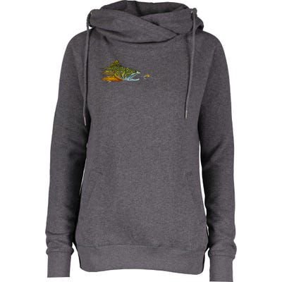 Fly Fishing Brook Trout Dry Fly Tying Fisherman Womens Funnel Neck Pullover Hood