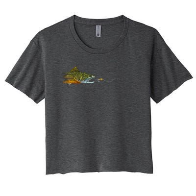 Fly Fishing Brook Trout Dry Fly Tying Fisherman Women's Crop Top Tee