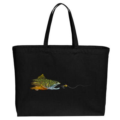 Fly Fishing Brook Trout Dry Fly Tying Fisherman Cotton Canvas Jumbo Tote