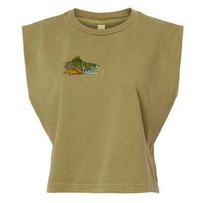 Fly Fishing Brook Trout Dry Fly Tying Fisherman Garment-Dyed Women's Muscle Tee