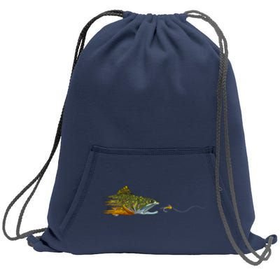 Fly Fishing Brook Trout Dry Fly Tying Fisherman Sweatshirt Cinch Pack Bag