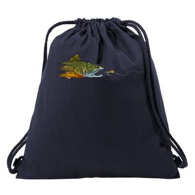 Fly Fishing Brook Trout Dry Fly Tying Fisherman Drawstring Bag