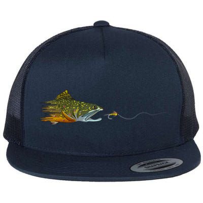 Fly Fishing Brook Trout Dry Fly Tying Fisherman Flat Bill Trucker Hat