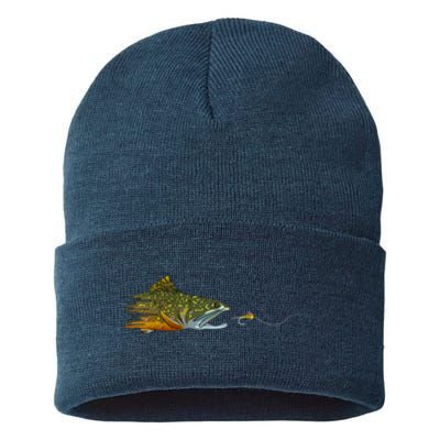 Fly Fishing Brook Trout Dry Fly Tying Fisherman Sustainable Knit Beanie