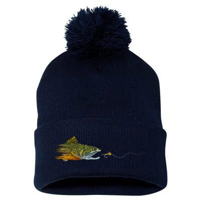 Fly Fishing Brook Trout Dry Fly Tying Fisherman Pom Pom 12in Knit Beanie